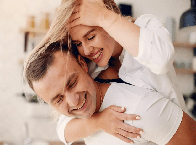 Couple smiling
